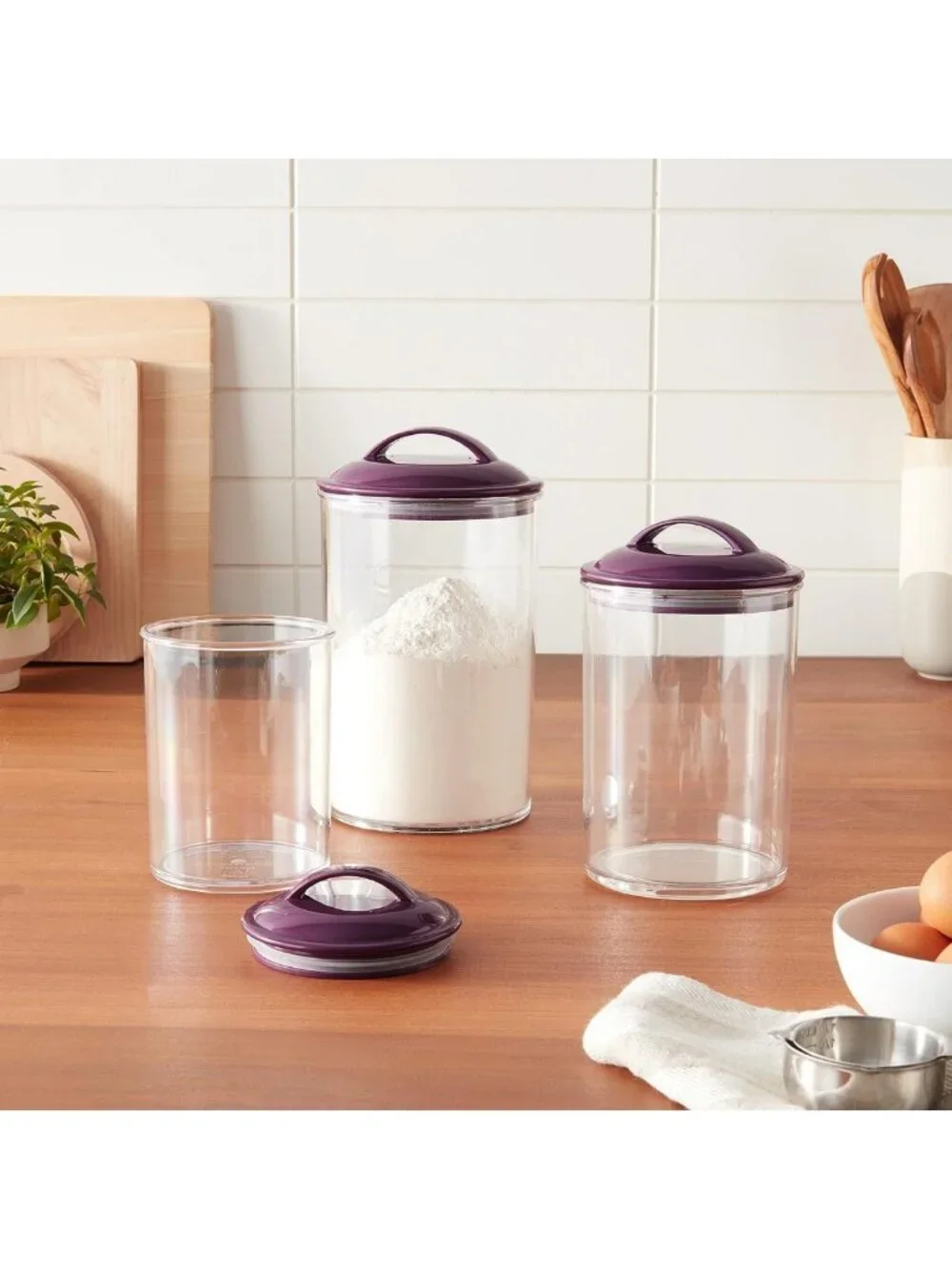 Airtight BPA-Free Food Storage Canisters Set of 3 for Kitchen Organization